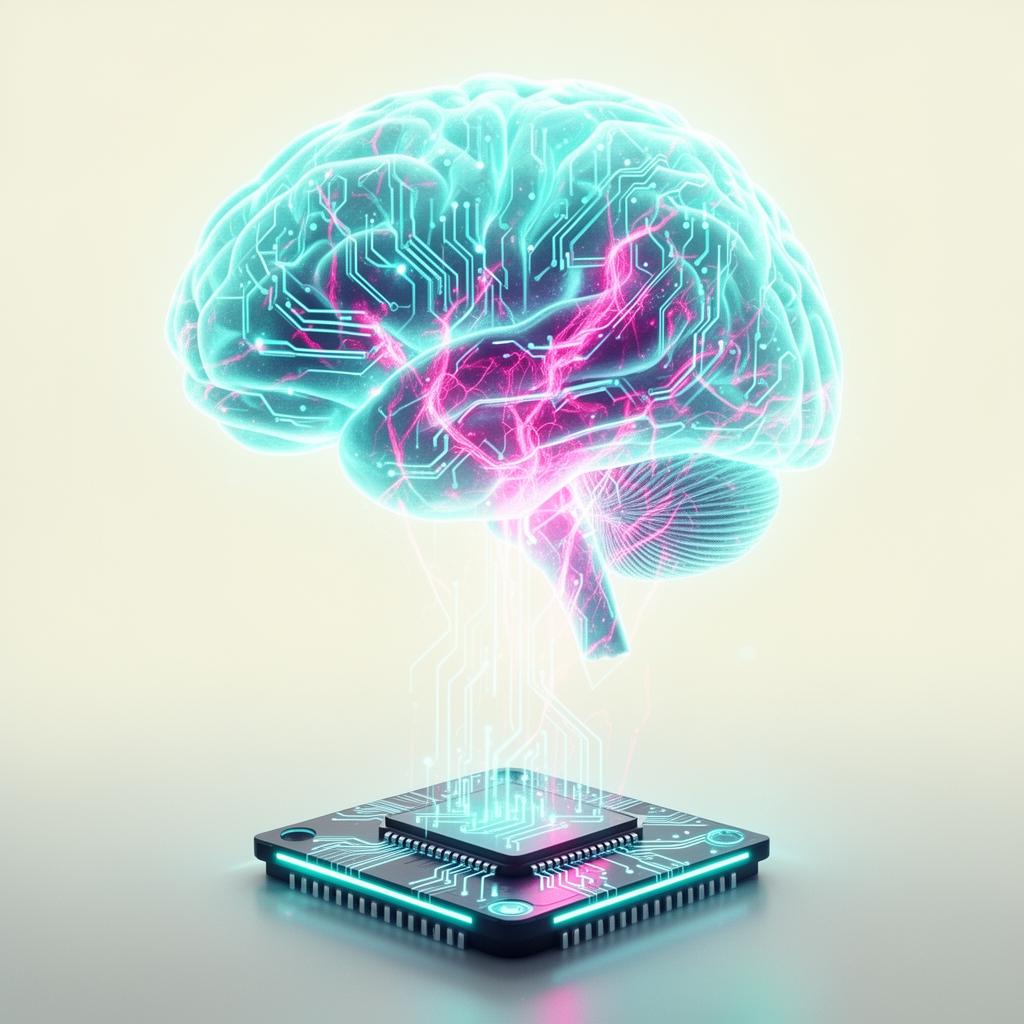 Luminous neural brain emerging from a Project Legacy neuromorphic chip